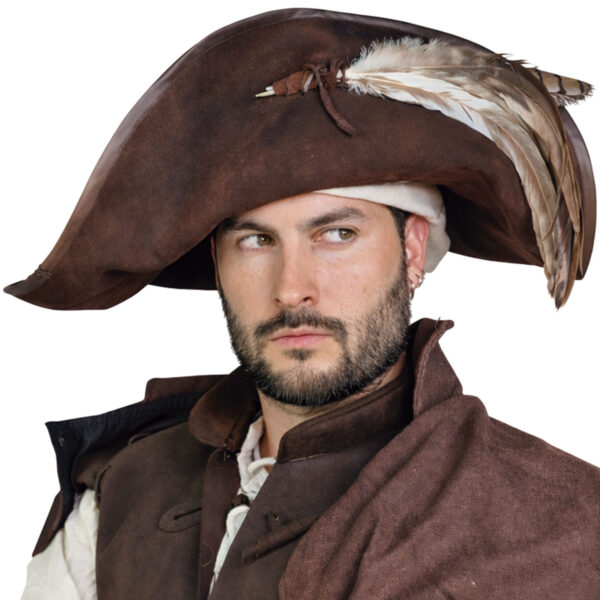 Captain Teague Hat with Feathers - Splitleather