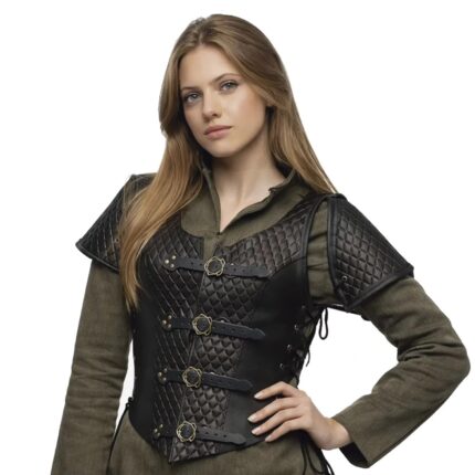 Lyanna Medieval Lether Jerkin - Black