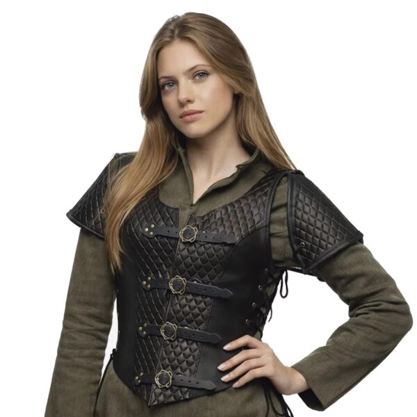 Lyanna Medieval Lether Jerkin - Black