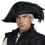 Captain Teague Black Hat with Feathers - Splitleather