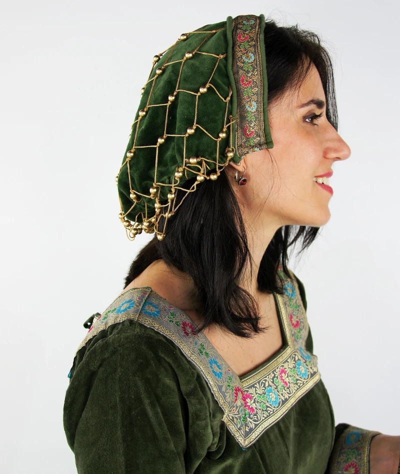 edle-samthaube-elaine-gruen~3 Noble gorro de terciopelo "Elaine" Verde - Imagen 1