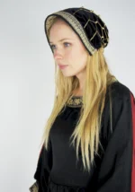 Noble gorro de terciopelo "Elaine" Negro/Oro