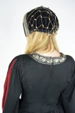 Noble gorro de terciopelo "Elaine" Negro/Oro - Imagen 2