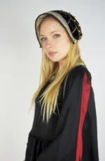 Noble gorro de terciopelo "Elaine" Negro/Oro - Imagen 3