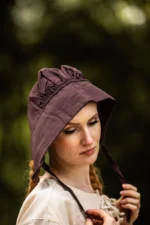 Gorro medieval "Claire" Marrón oscuro - Imagen 2