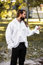 Camisa de pirata con volante "Drácula" Blanco - Imagen 4