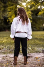 Camisa de pirata con volante "Drácula" Blanco - Imagen 3