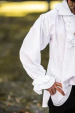 Camisa de pirata con volante "Drácula" Blanco - Imagen 2