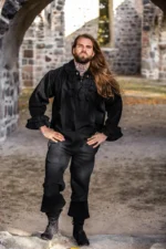 Camisa de pirata con volante "Drácula" Negro - Imagen 2