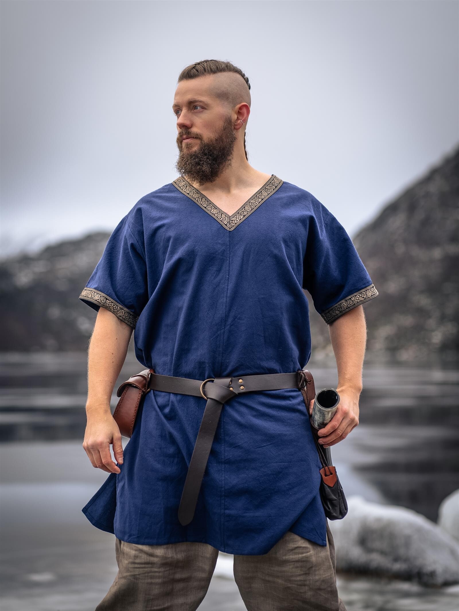 wikinger-tunika-kurzarm-loki-blau-5xl Túnica corta vikinga "Loki" azul - Imagen 1