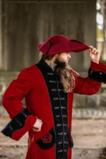 Sombrero de lana de fieltro tricornio "Hugo" Rojo - Imagen 3