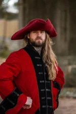 Sombrero de lana de fieltro tricornio "Hugo" Rojo - Imagen 4