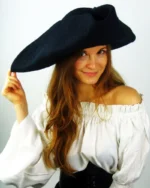 Sombrero de lana de fieltro tricornio "Hugo" Negro - Imagen 2
