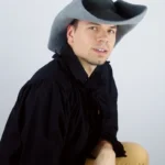 Sombrero de fieltro de lana con pluma "Pieter" Gris