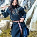 Túnica vikinga "Snorri" con bordado a mano estilo Urnes Negro